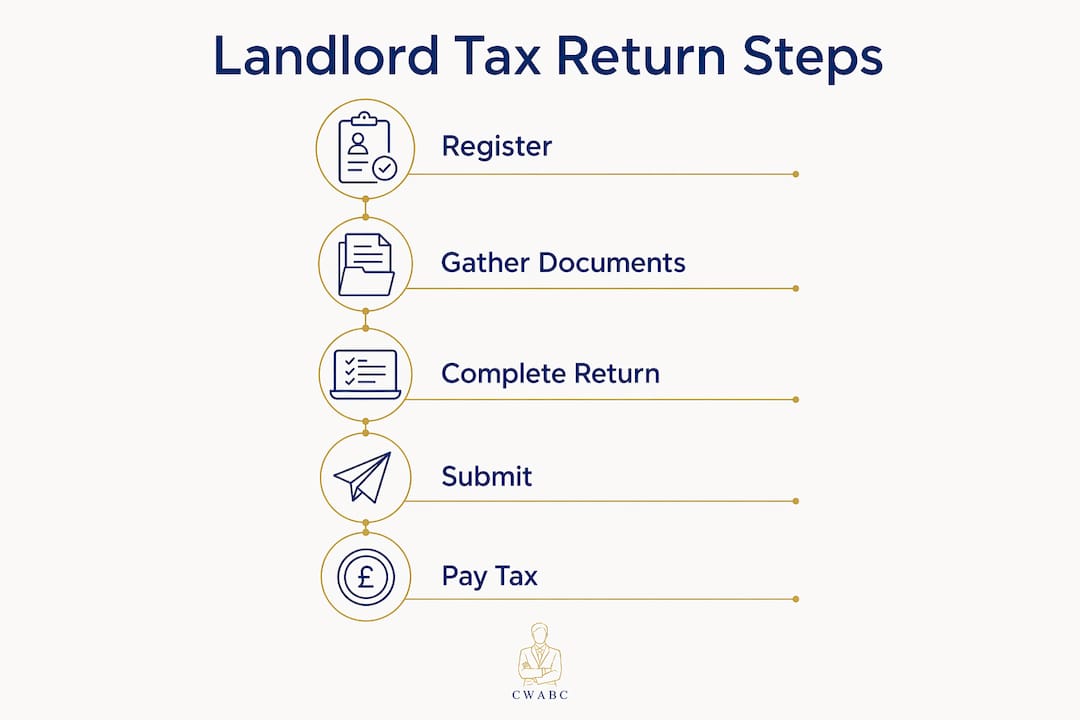 Infographic outlining landlord tax return steps
