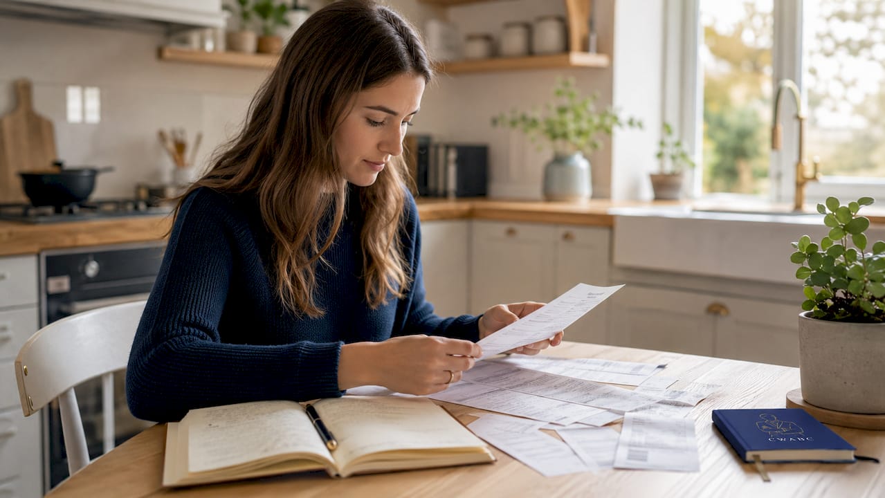 Hands sorting small business tax paperwork