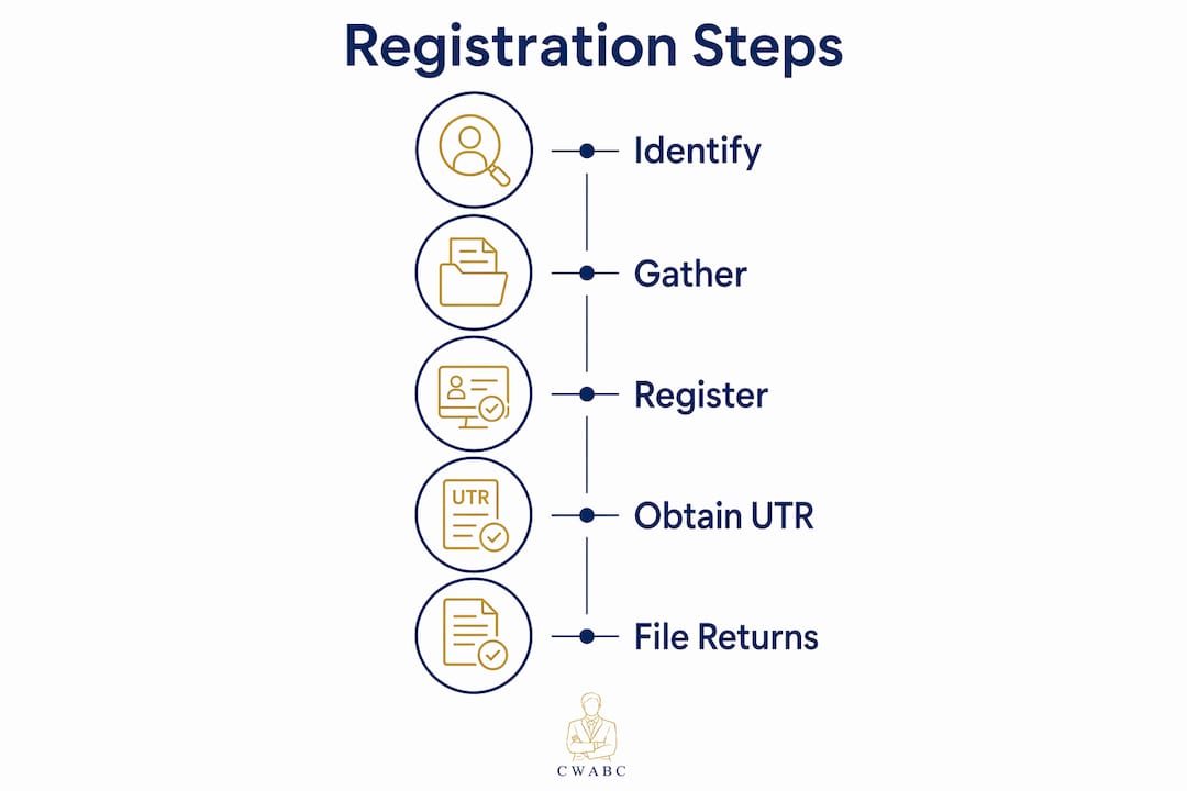 Infographic outlining landlord self assessment registration steps