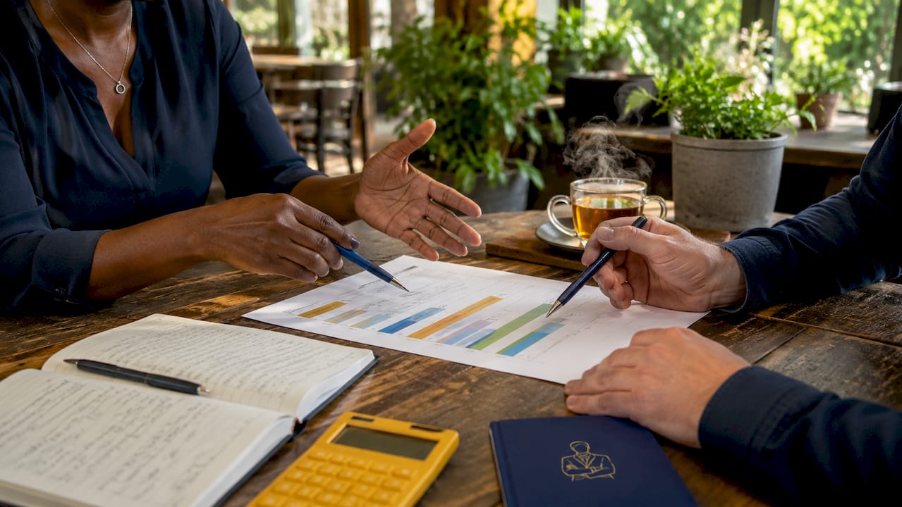 Hands pointing at rental income thresholds chart