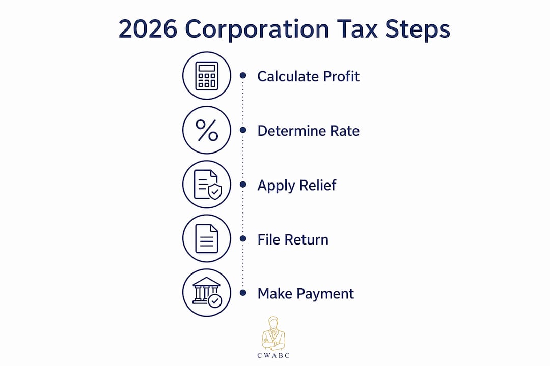Infographic outlining corporation tax process steps