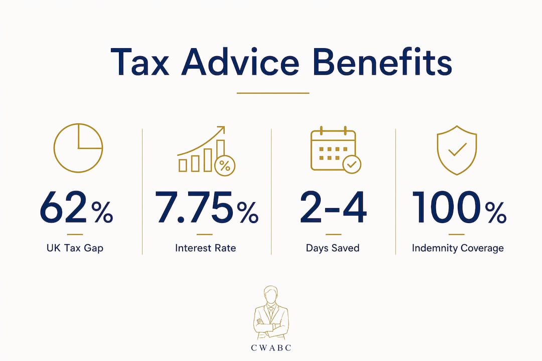 Infographic showing key statistics on tax advice benefits