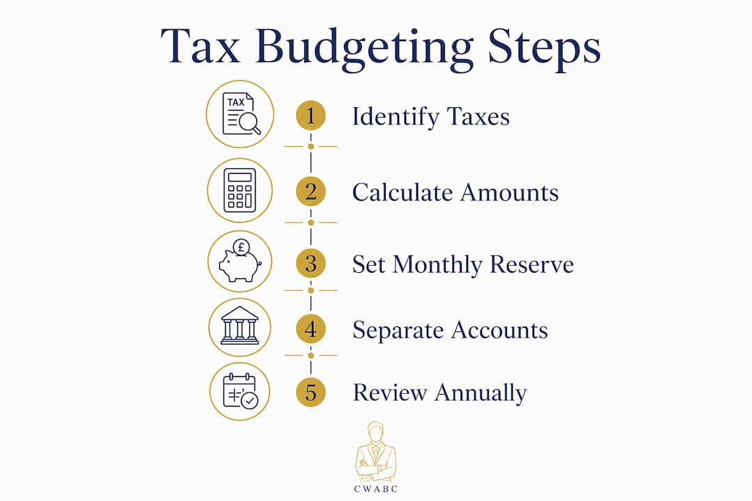 Infographic outlining tax budgeting steps