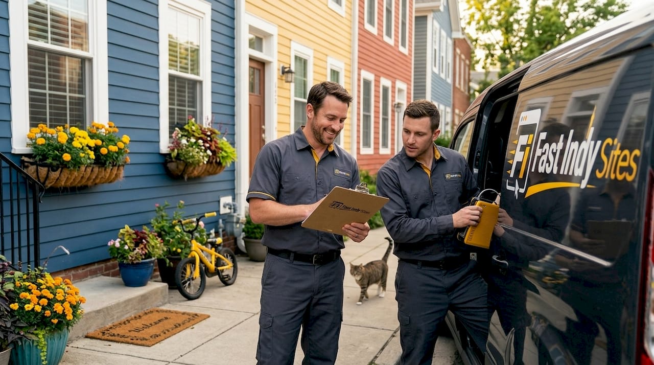 Local team working in neighborhood street