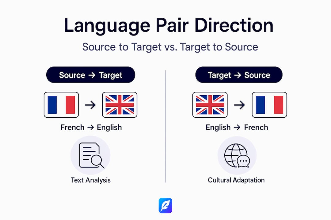 Infographic showing language pair direction categories