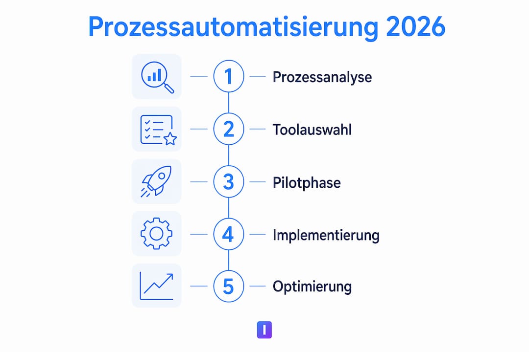 Schritt-für-Schritt-Infografik zur Prozessautomatisierung