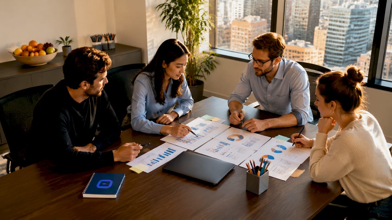 Unser Team trifft sich, um gemeinsam die Qualität unserer Leads zu optimieren.