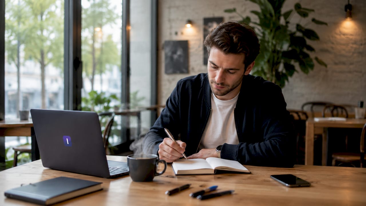 Detailaufnahme von Händen, die an einem No-Code-Workflow arbeiten