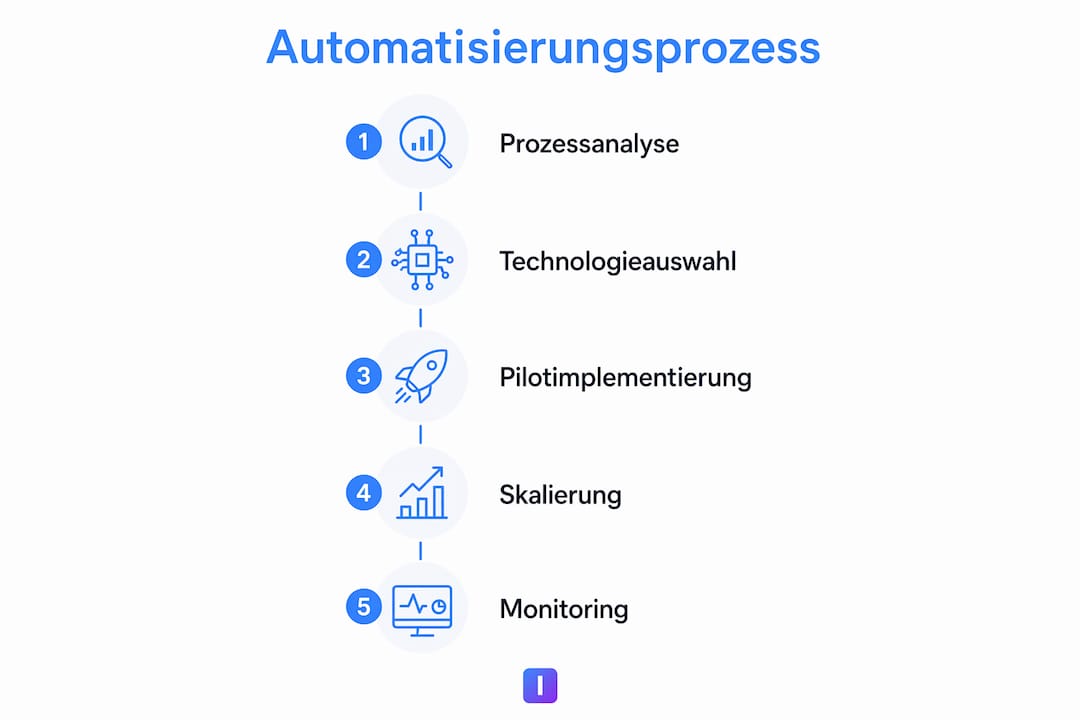 Schritt-für-Schritt-Anleitung zur Prozessautomatisierung als übersichtliche Infografik