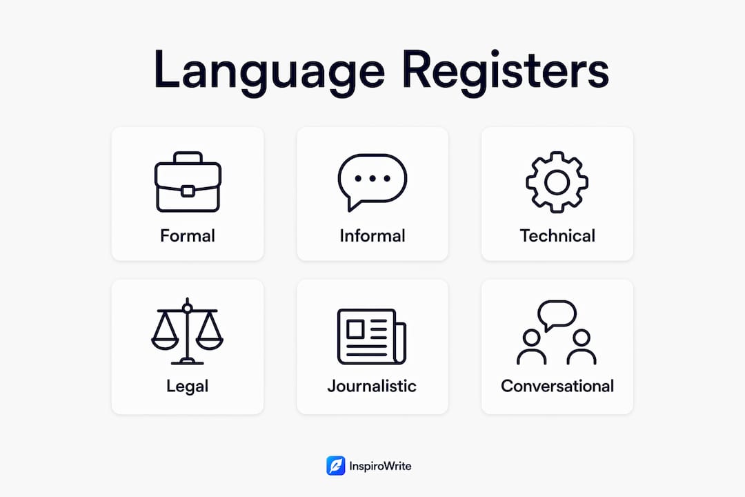 Infographic showing types of language registers