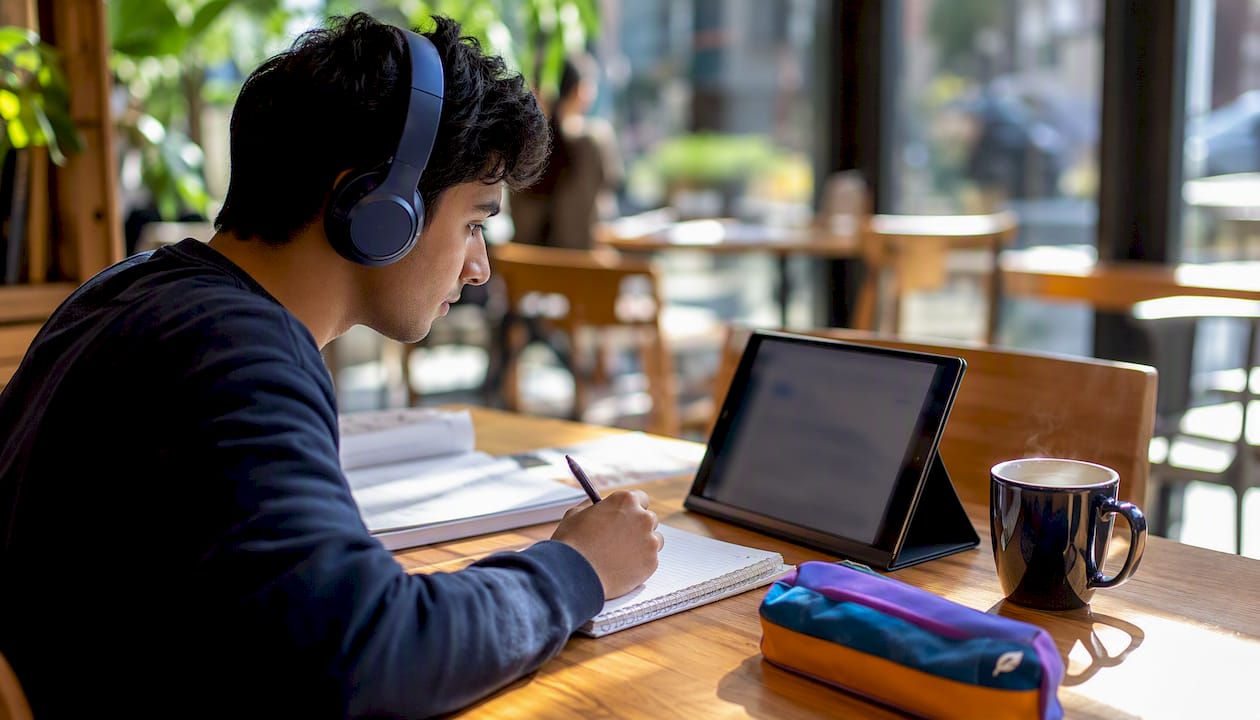 Student listening to academic lecture