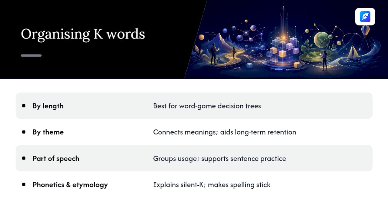 Why the way you organise K words matters more than the list itself — overview diagram