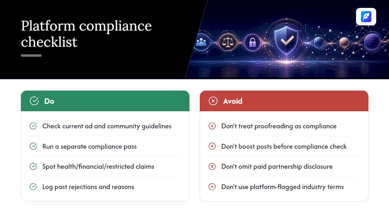 Checking your posts against platform content policies — overview diagram