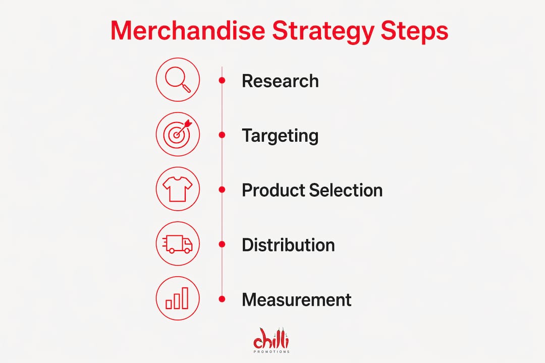 Infographic showing steps of EV merchandise strategy
