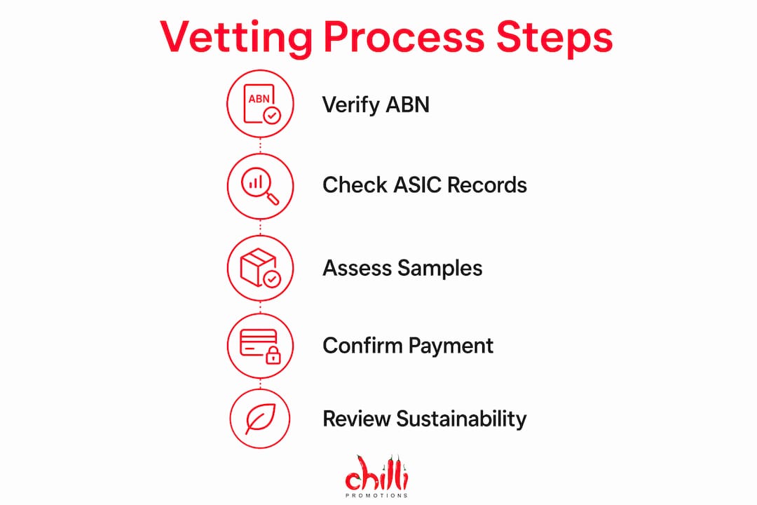 Infographic illustrating supplier vetting process steps
