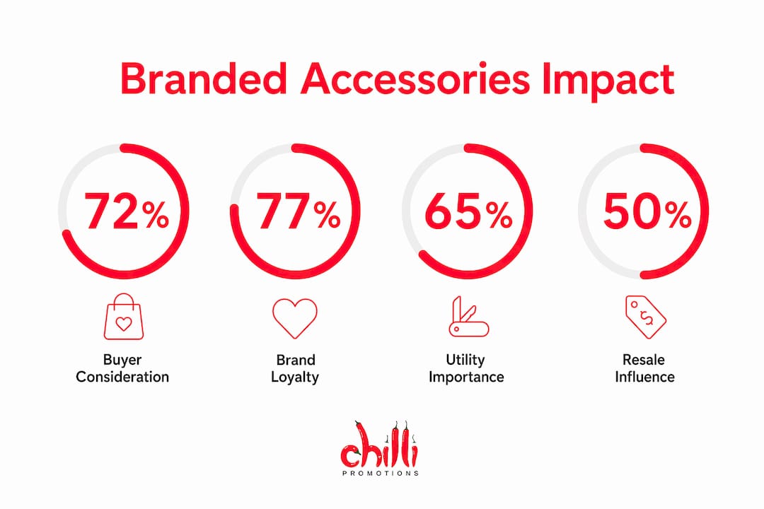 Infographic showing key statistics on branded accessories
