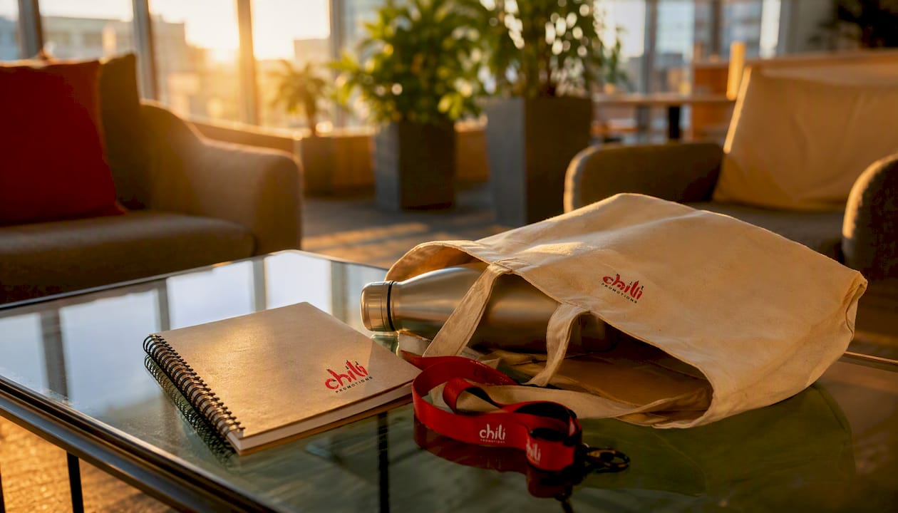 University orientation welcome pack items on desk