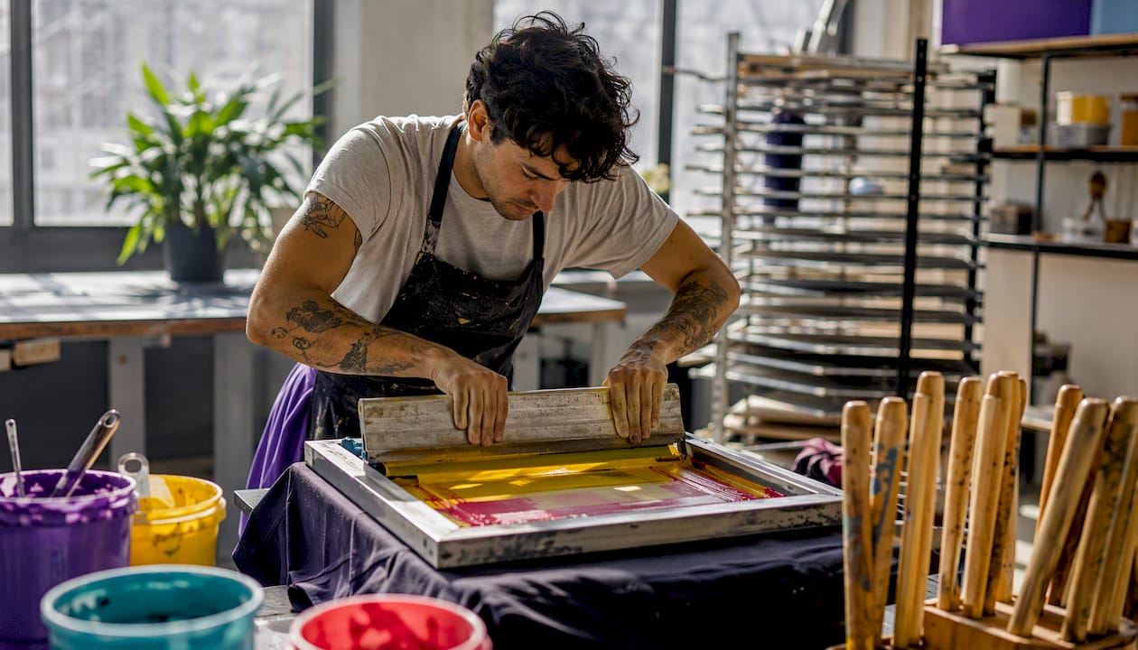 Screen printing ink applied on cotton fabric