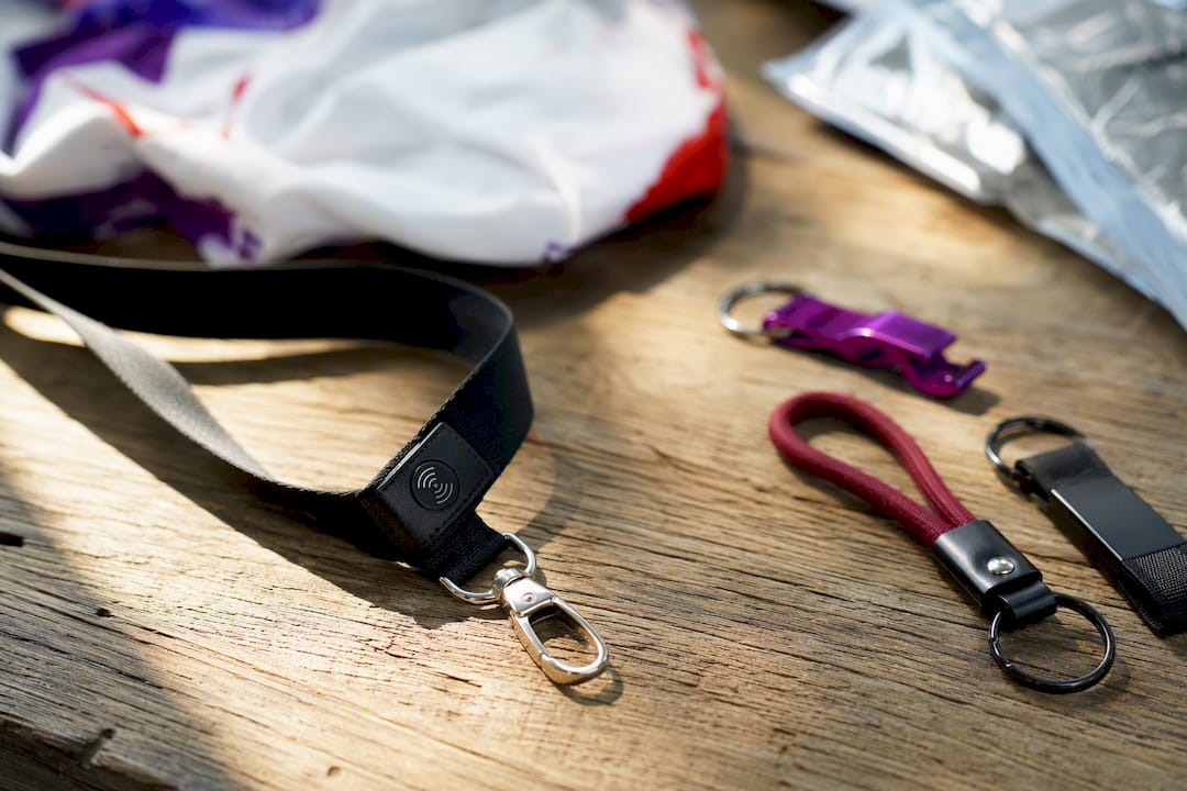 Close-up NFC tag on lanyard