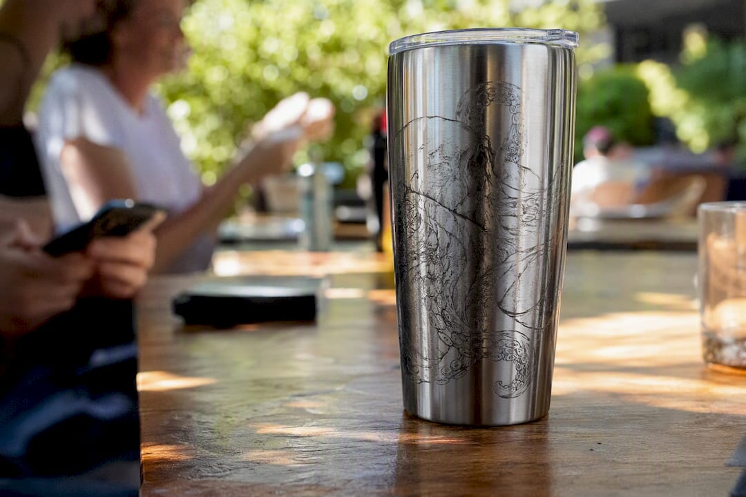 Laser etched tumbler detail