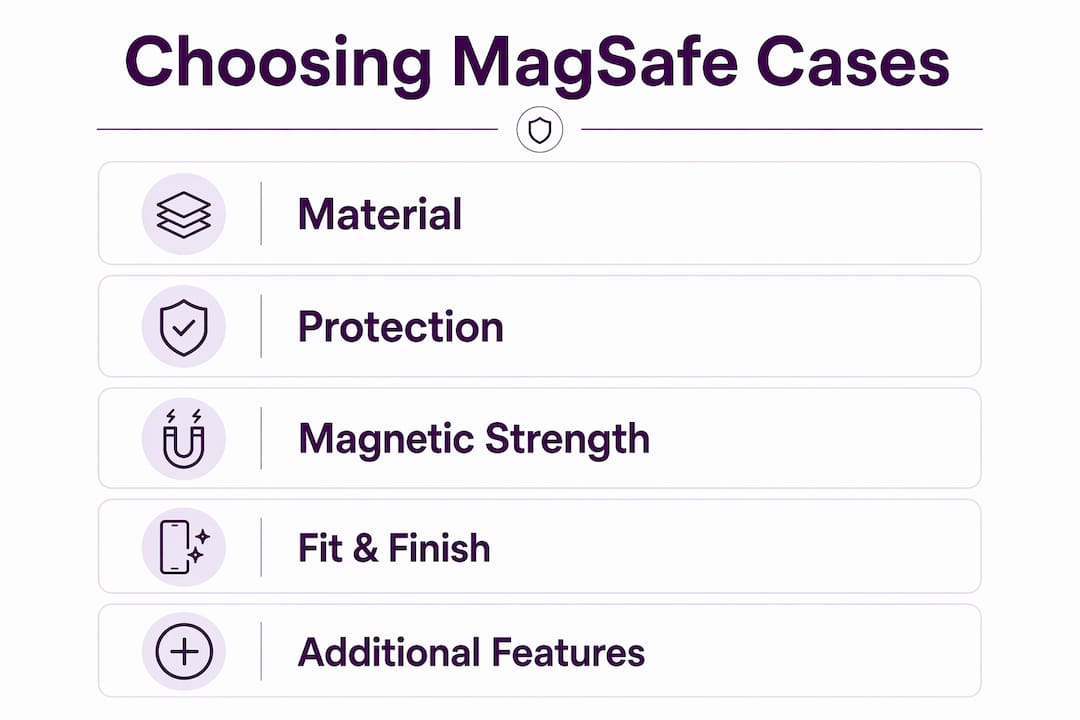 Infographic depicting key steps to choose MagSafe cases