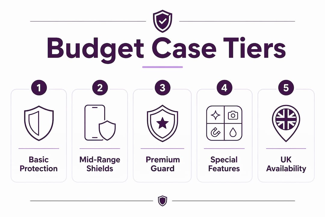 Infographic displaying budget phone case protection tiers