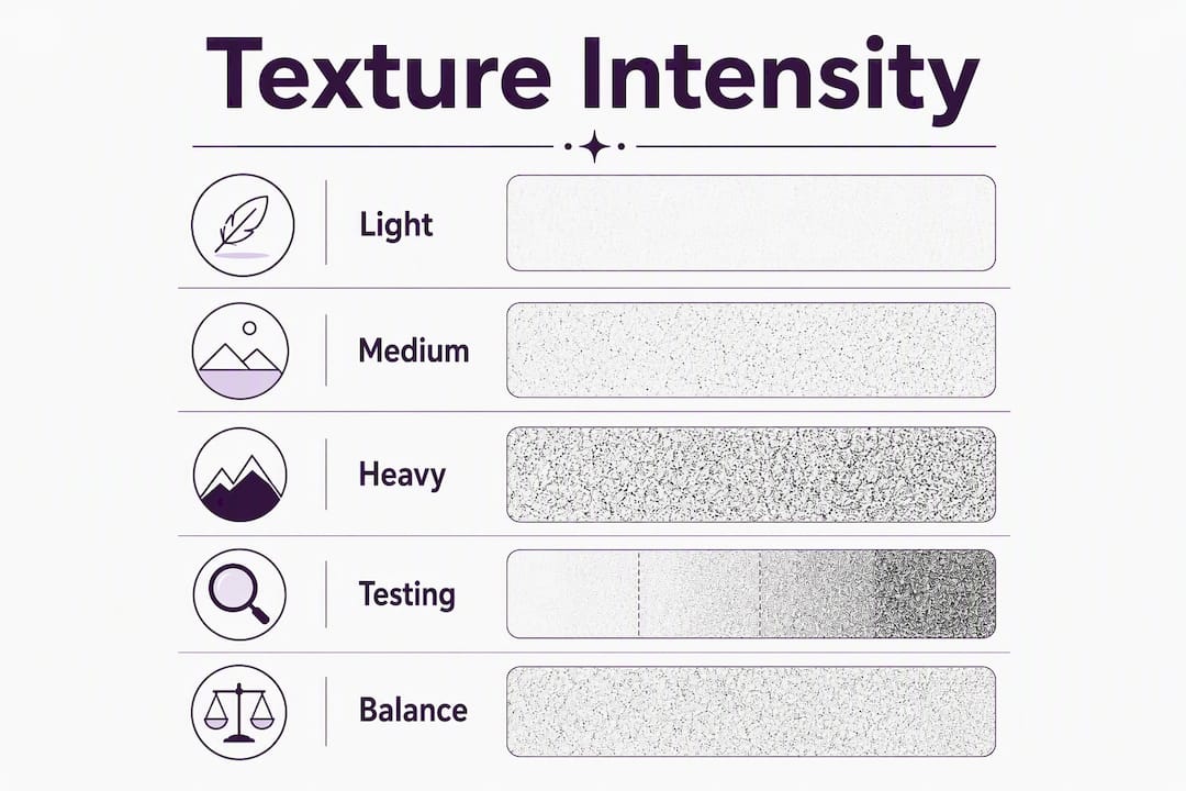 Infographic showing texture intensity effects on drawing