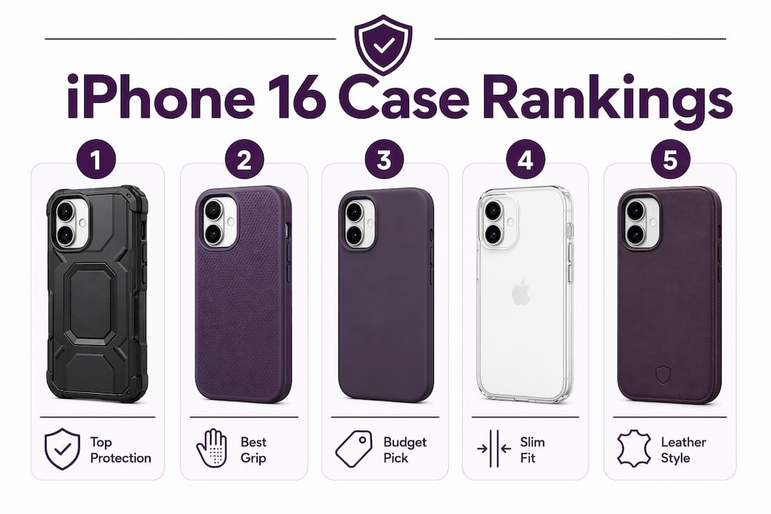 Infographic showing ranked categories of iPhone 16 cases