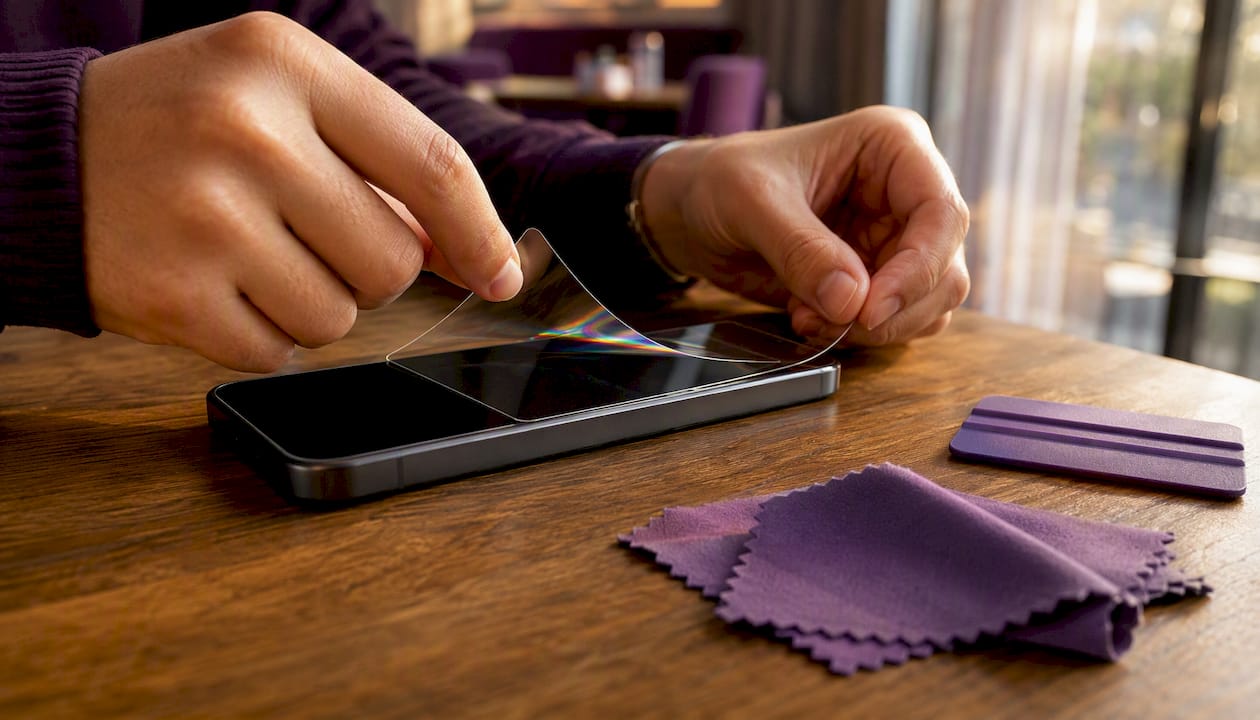 Hands peeling edge-adhesive screen protector