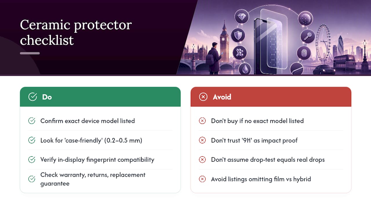 How to choose a ceramic screen protector: the buyer's checklist — overview diagram