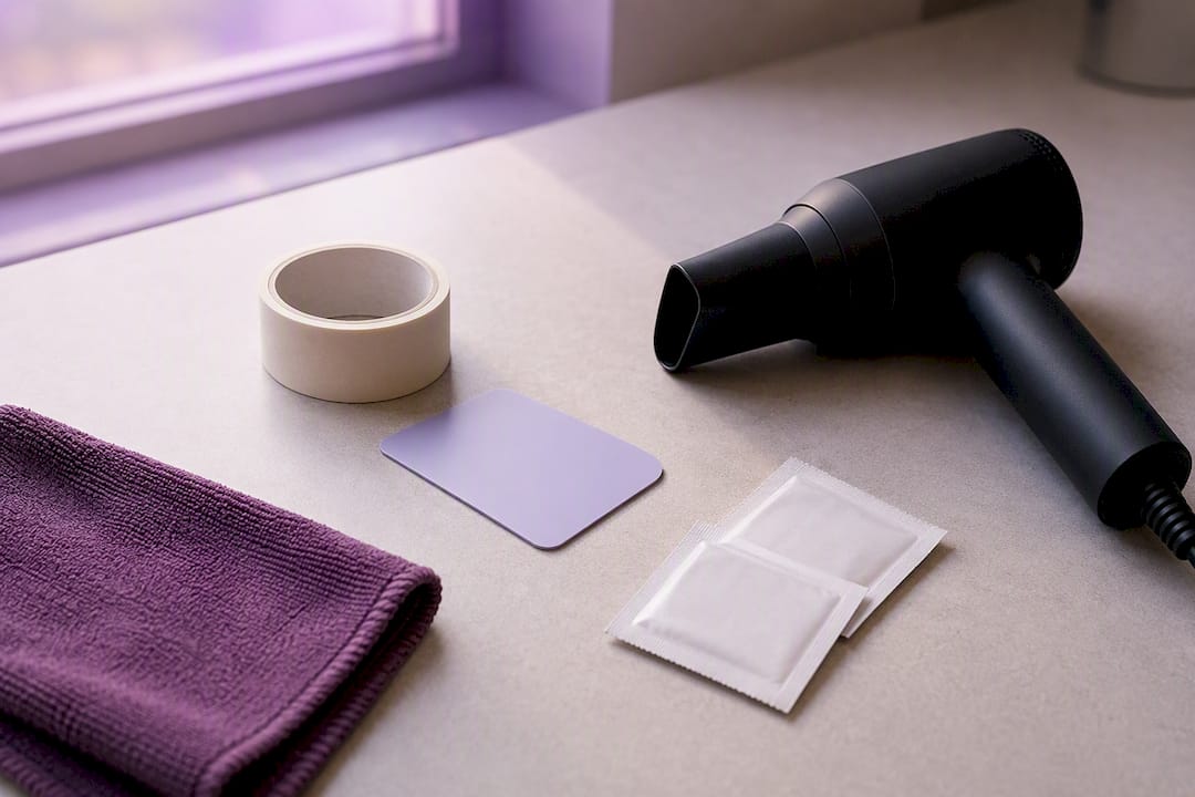 Prepared tools on clean workspace surface