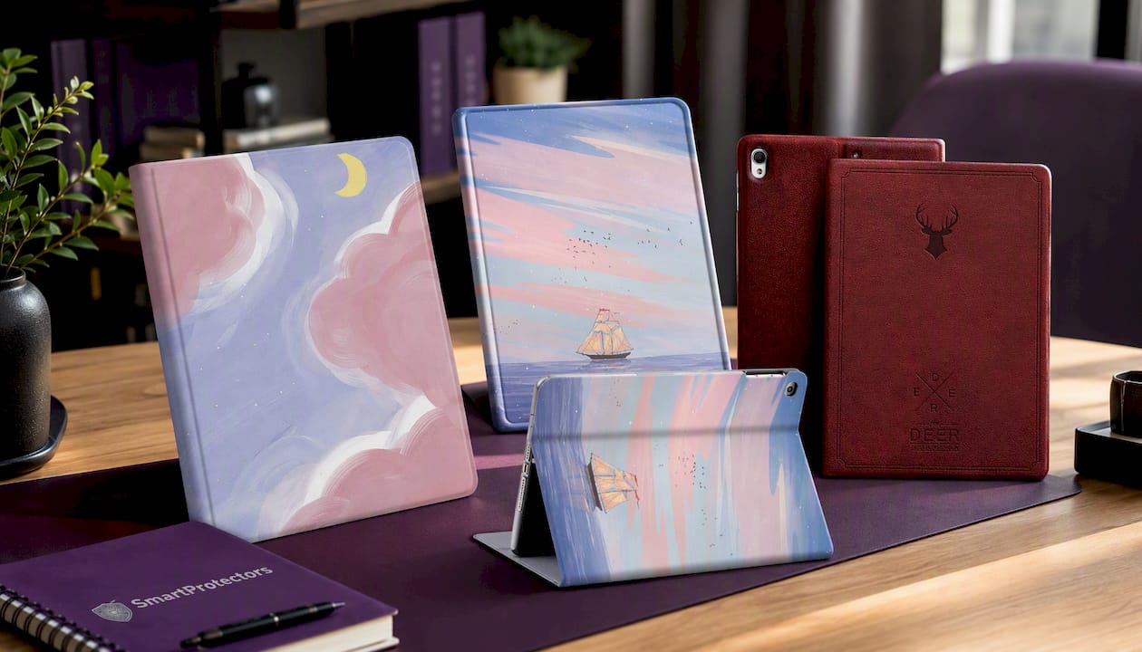 Literature and Art Simple Tablet Case with Pen Tray – Protective Cover for Tablets