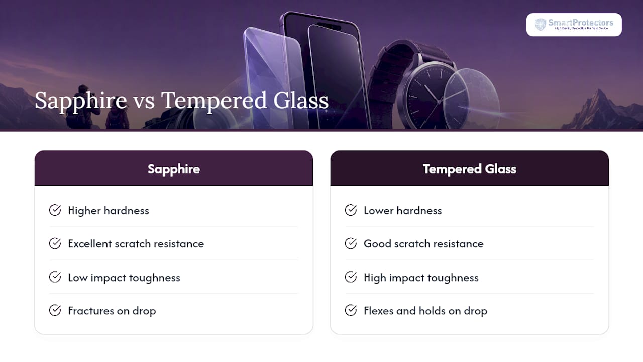 Sapphire hardness versus glass toughness trade-off
