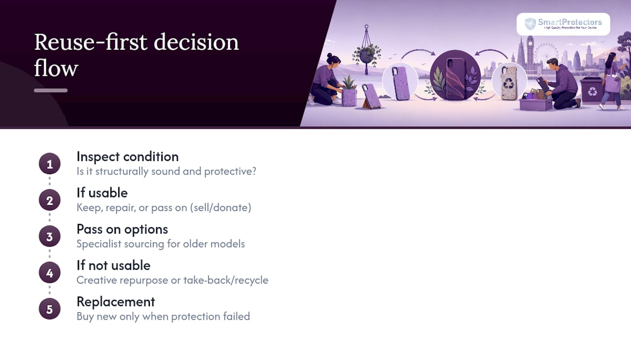 Decision flow for reusing an old phone case