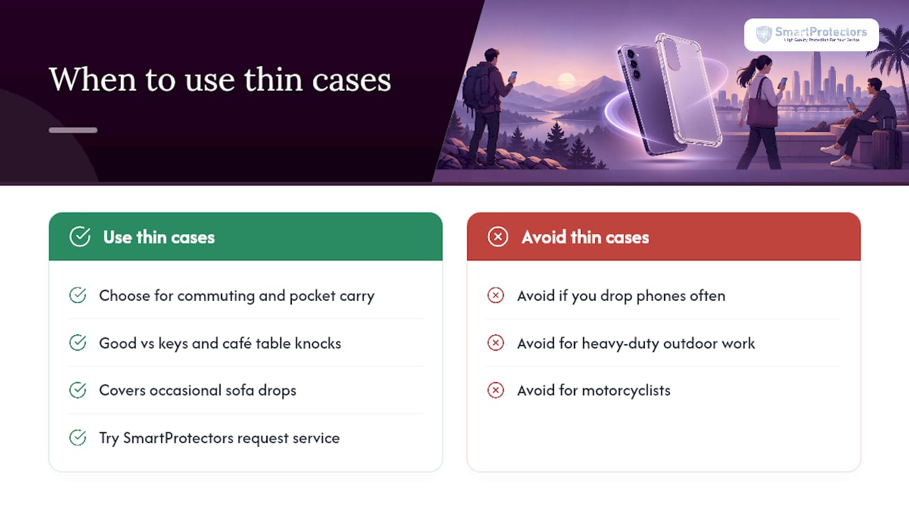 When a thin case is right, and when it isn't — overview diagram