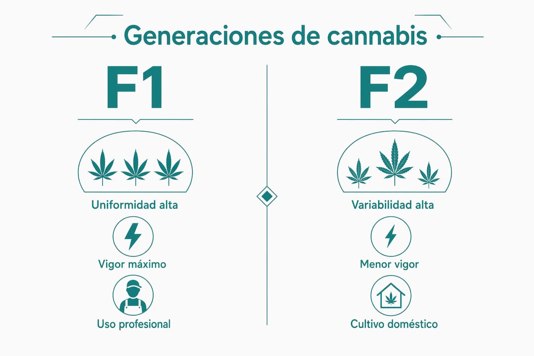 Comparativa visual del vigor híbrido en generaciones F1 y F2