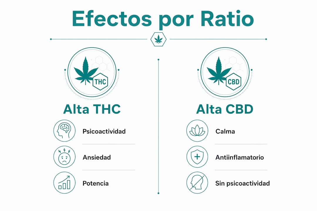 Infografía: ¿Cómo varían los efectos según la proporción de THC y CBD?