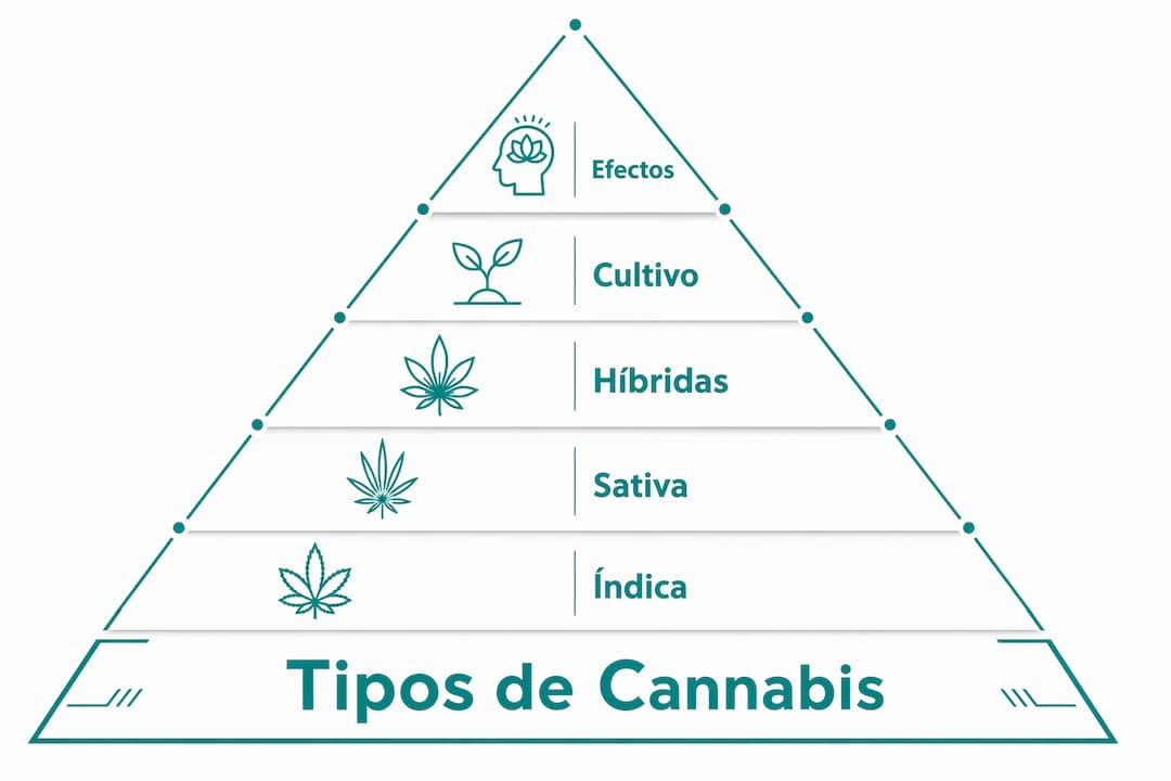 Infografía sobre los diferentes tipos de cannabis y sus principales características