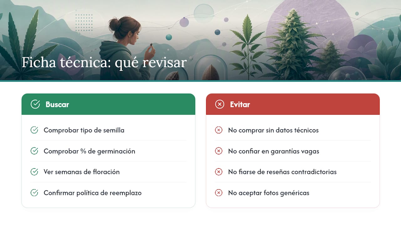 Cómo leer la ficha técnica de una semilla antes de comprar — overview diagram