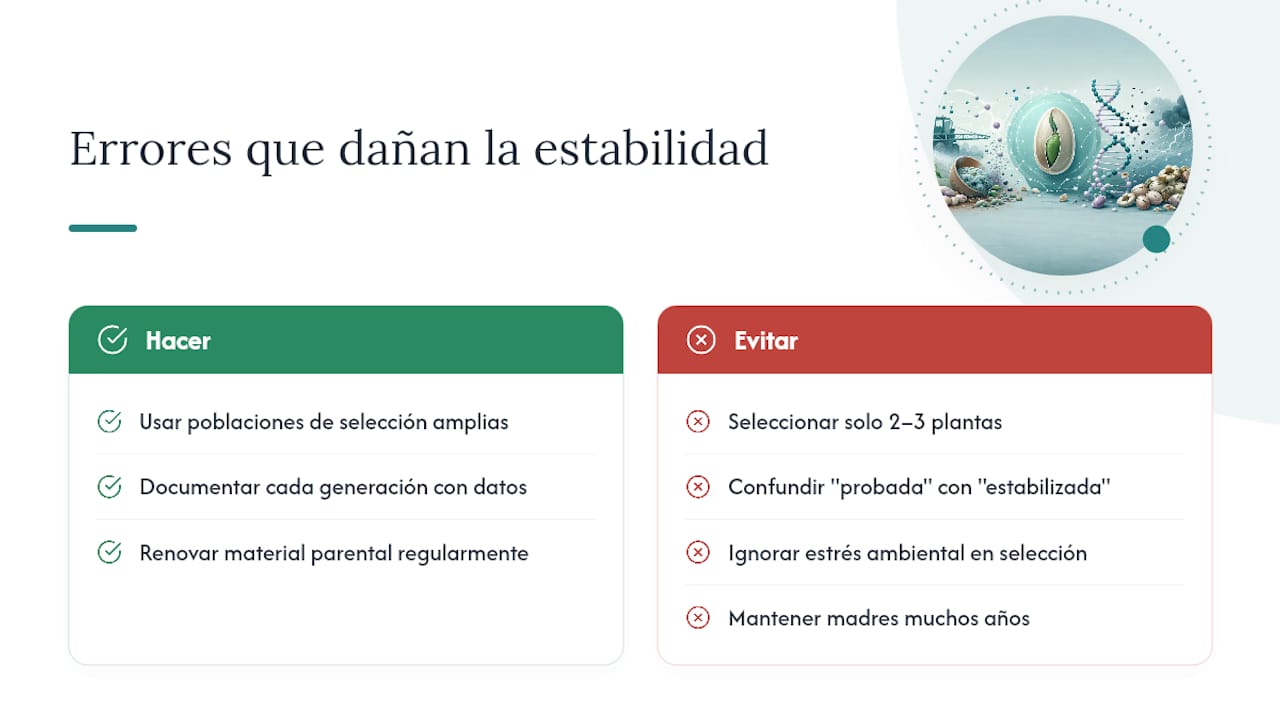 Diagrama de errores que afectan la estabilidad genética