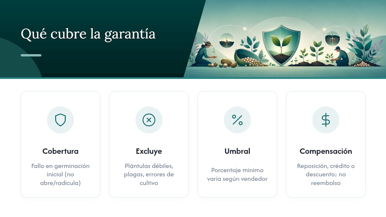 Qué cubre realmente la garantía de germinación de semillas — overview diagram
