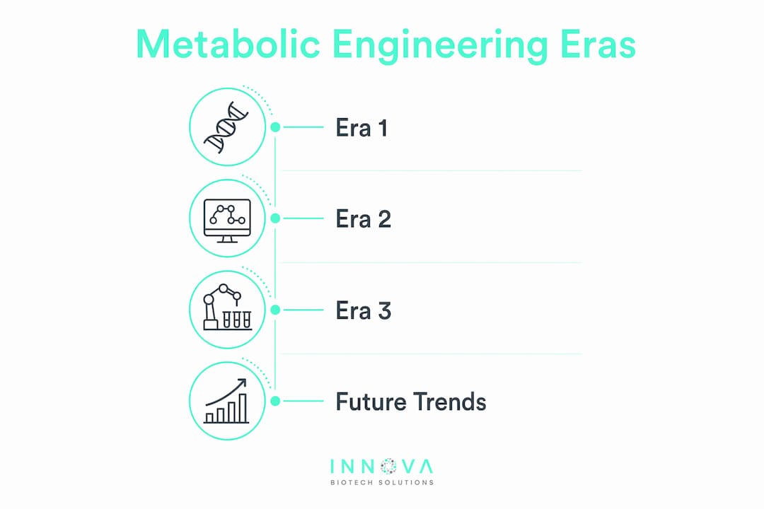 Infographic showing metabolic engineering evolution stages