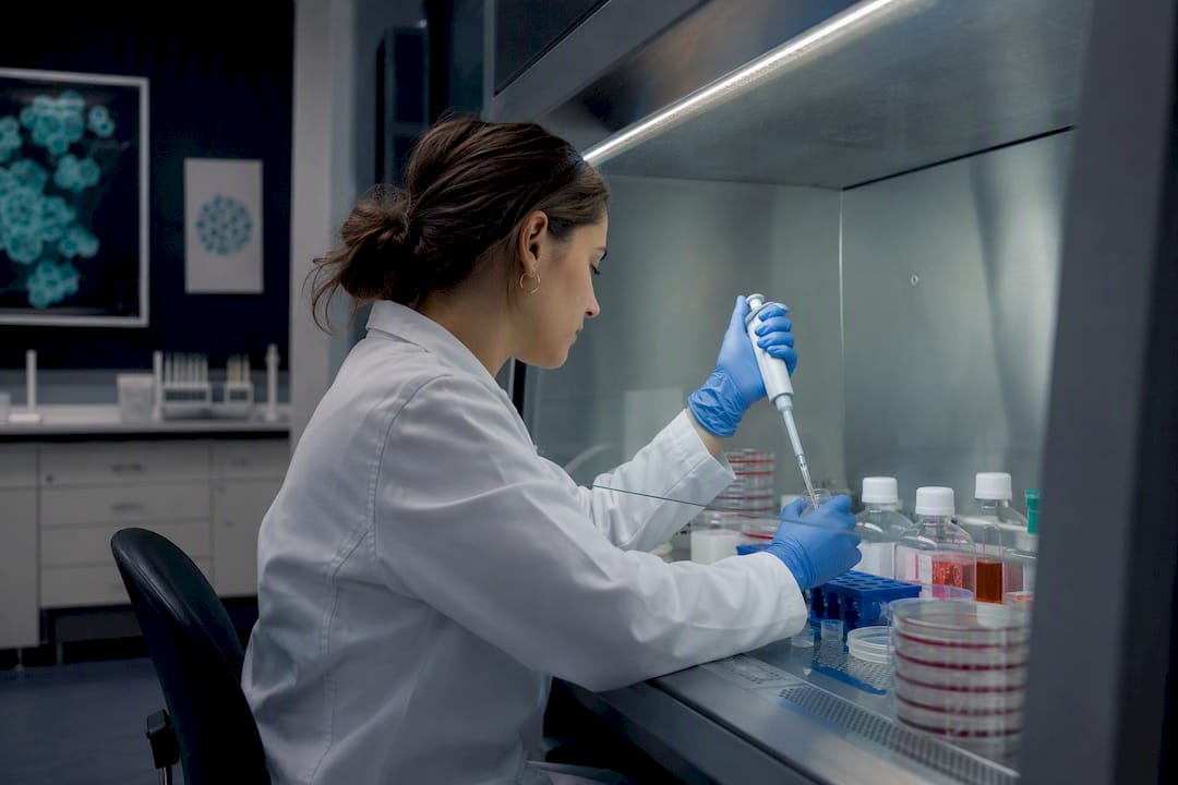 Hands conducting immune competence assay