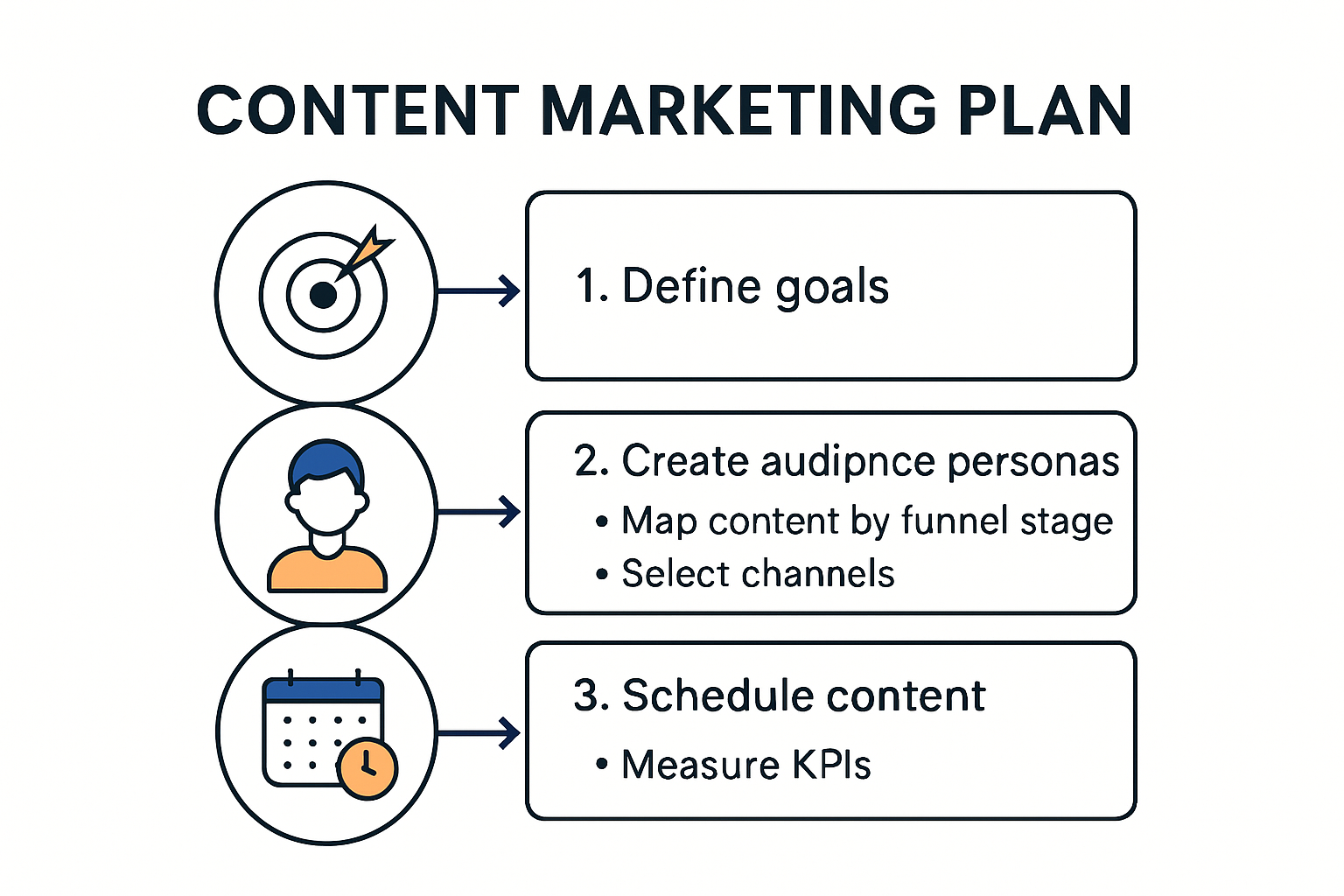 Infographic showing the content marketing plan process