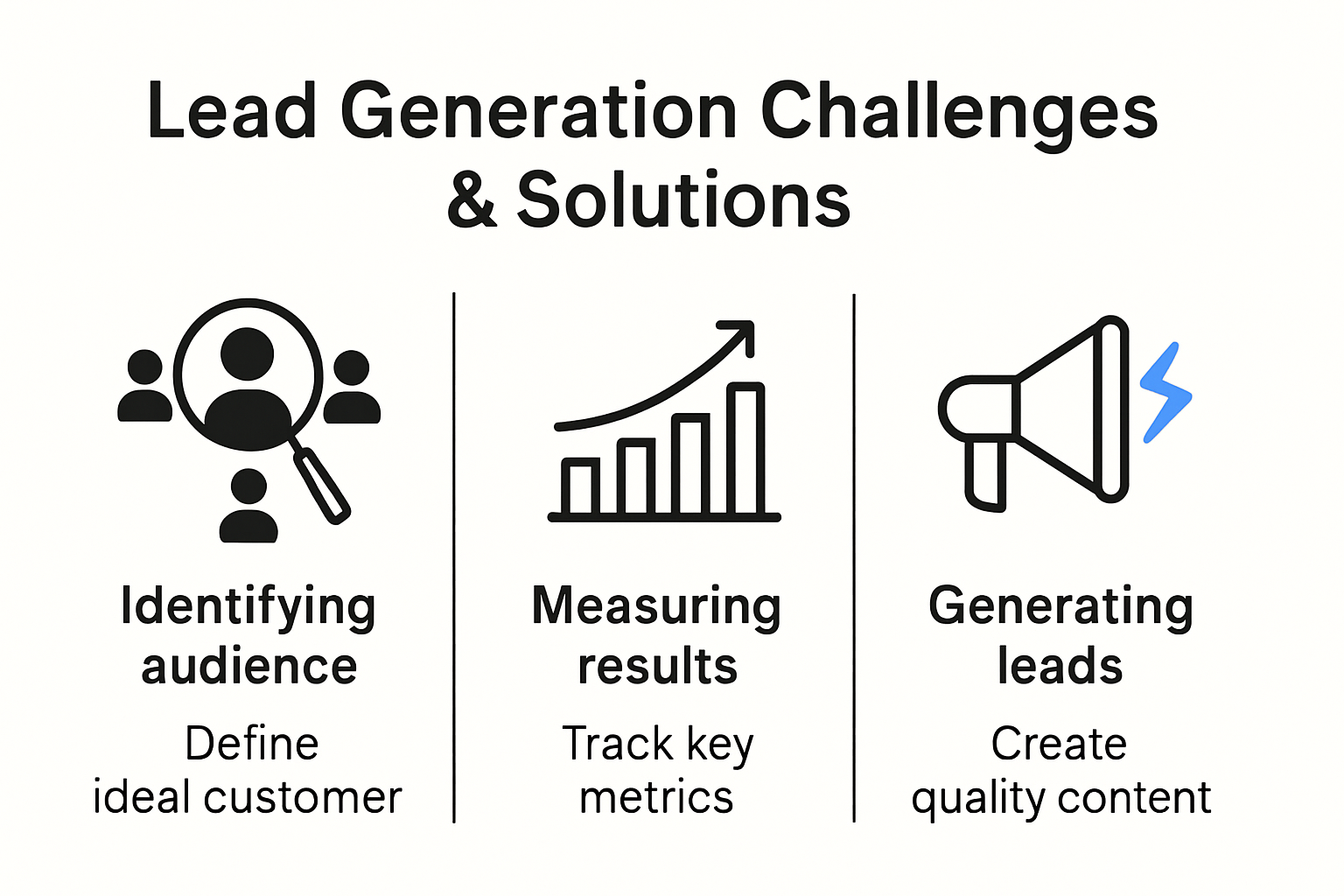 Infographic outlining lead generation challenges and solutions