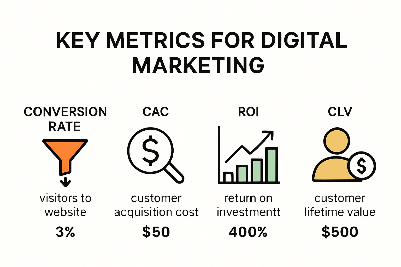 Infographic showing key digital marketing metrics