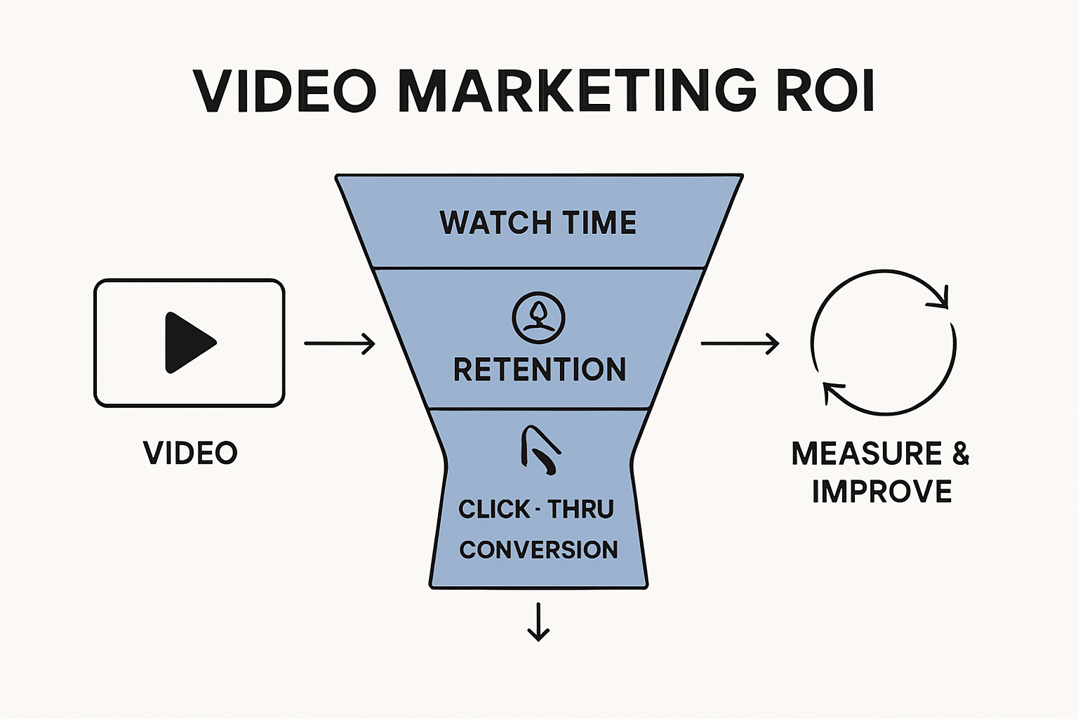 Infographic showing video marketing success metrics and analytics process