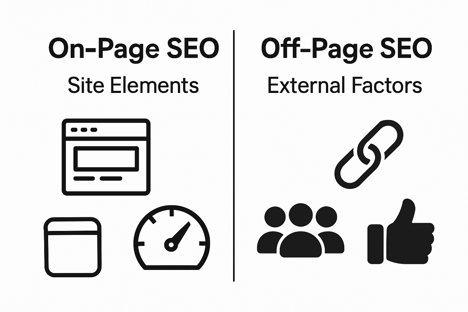 Infographic comparing on-page and off-page SEO elements