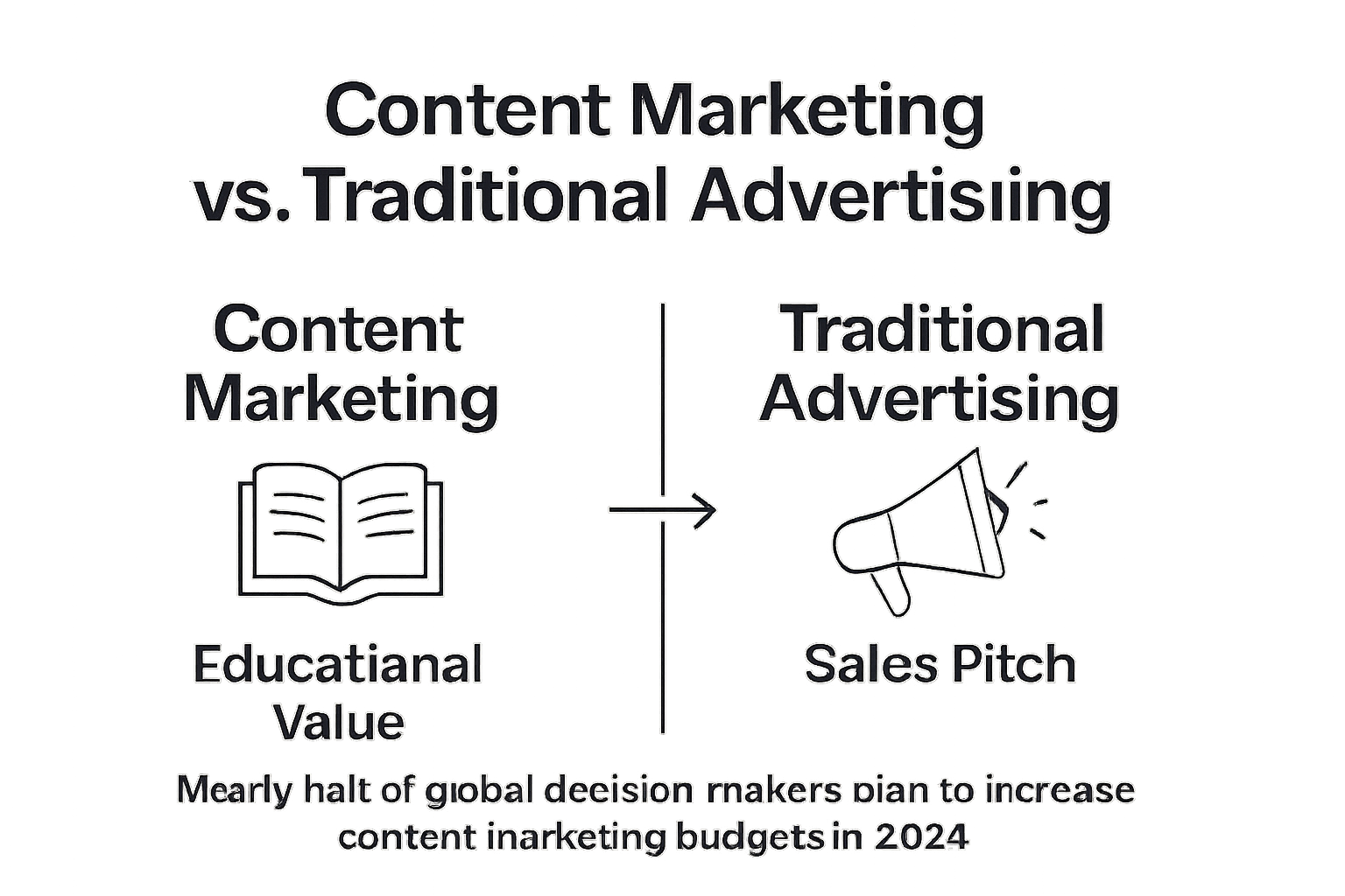 Infographic comparing content marketing and traditional ads