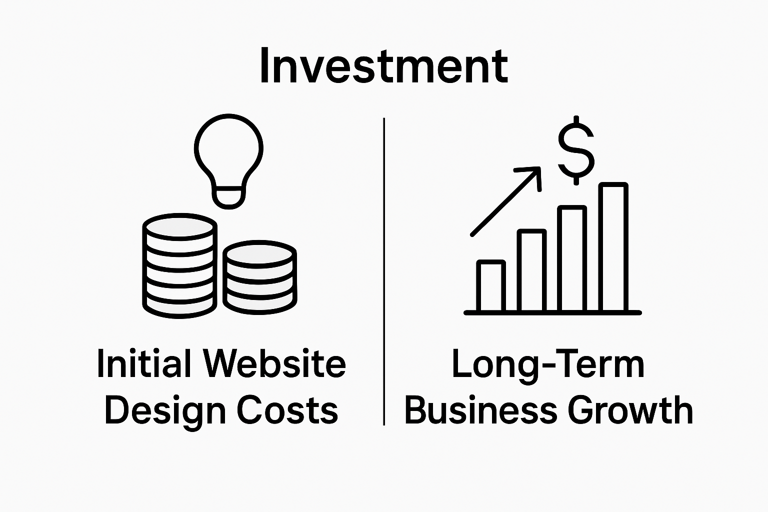 Infographic comparing cost and growth in website design